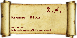 Kremmer Albin névjegykártya